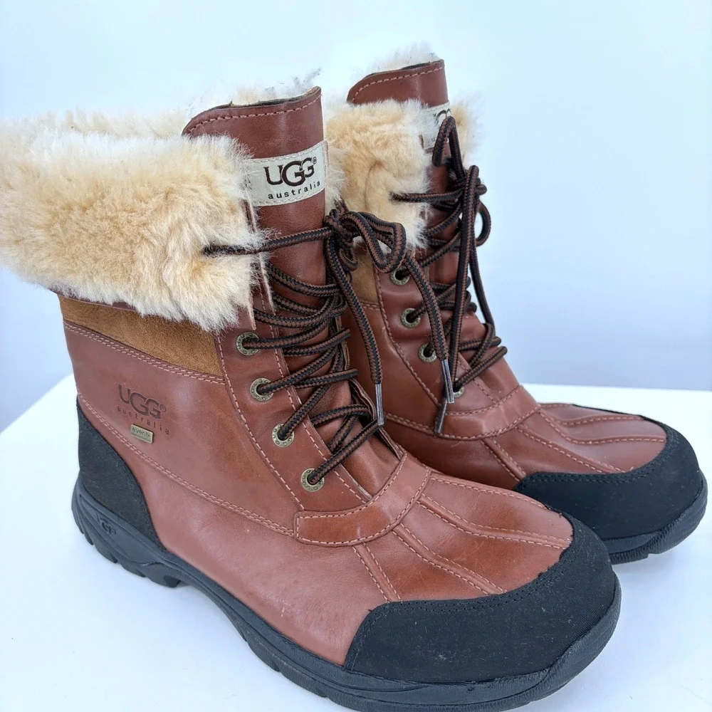 UGG Butte Waterproof Boots Mens 11 Leather & Sheepskin Worchester 5521